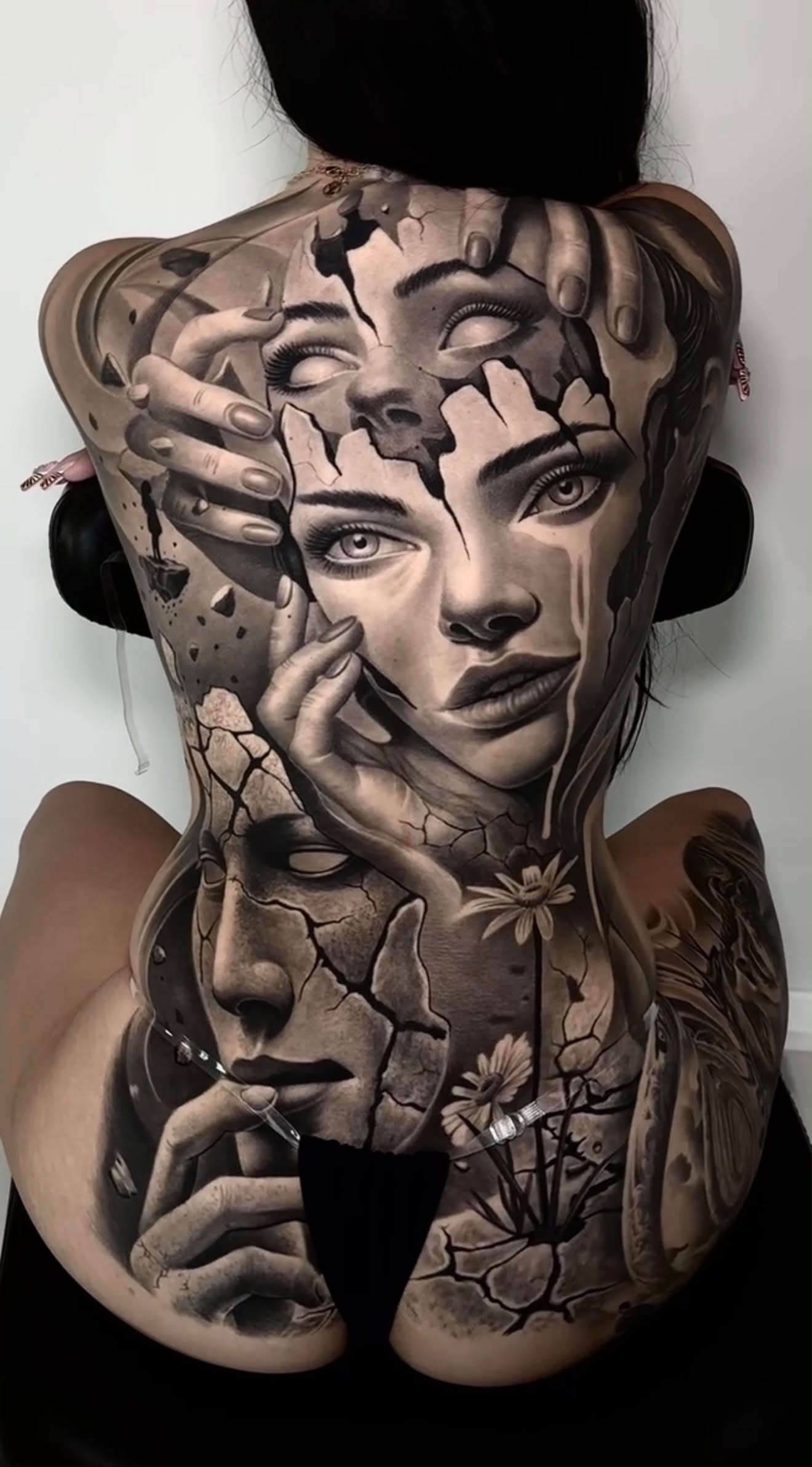 Custom black and grey tattoo artwork
